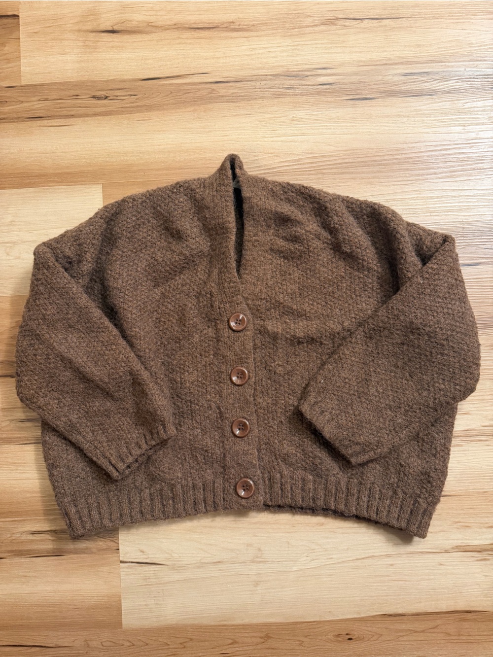 Cozy Brown Button-Front Knit Cardigan